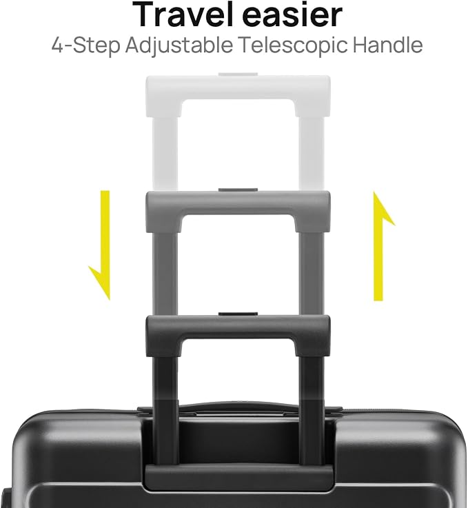 NINETYGO Carry On Suitcase, 20 Inch Carry-On Luggage with Double Spinner Wheels, Dry Wet Separate, PC Hard Case Suitcase, Lightweight Travel Luggage, TSA Approved (Black, Danube) - Image 3