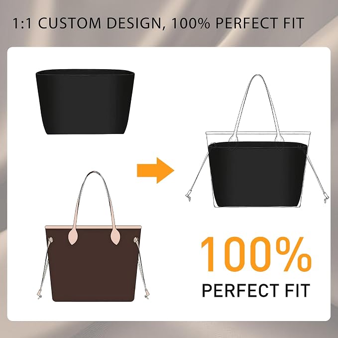 Doxo Purse Organizer Insert for LV Neverfull MM, Premium Nylon Bag Organizer with YKK Zipper & Laptop Sleeve & Bottle Holder, Multi Compartments Lightweight Waterproof Handbag Interior Divider, Black - Image 4