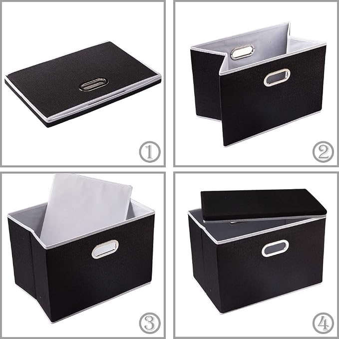 PRANDOM Extra Large Collapsible Storage Bins with Lids [5-Pack] Linen Fabric Foldable Storage Baskets Boxes Organizer Containers Cube with Cover for Bedroom Closet Office Nursery (22.8x15.75x13.8) - Image 6