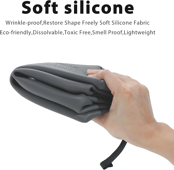 6"x 9.84" 4.5L Large Silicone Toiletry Bag,Waterproof Leakproof Foldable Travel Organizer,Dopp Kit Alternative for Men & Women,Grey - Image 6