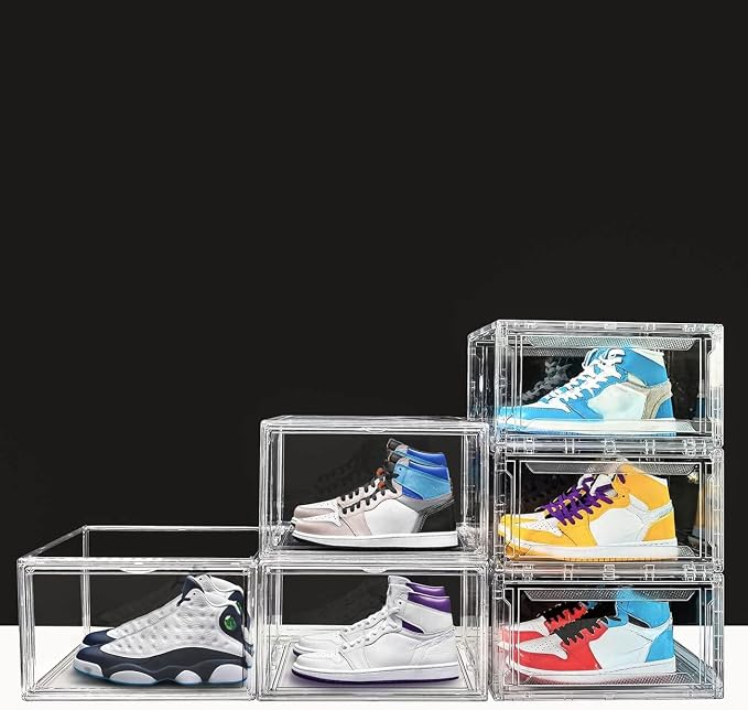 KDOR Shoe Box Clear Plastic Stackable for Sneakers,Closet,Hat. 10 Pack Sneaker Storage Boxes with Magnetic Door, Acrylic Display Case, Strong and Sturdy Fit Shoe Size Up to US 15 - Image 5