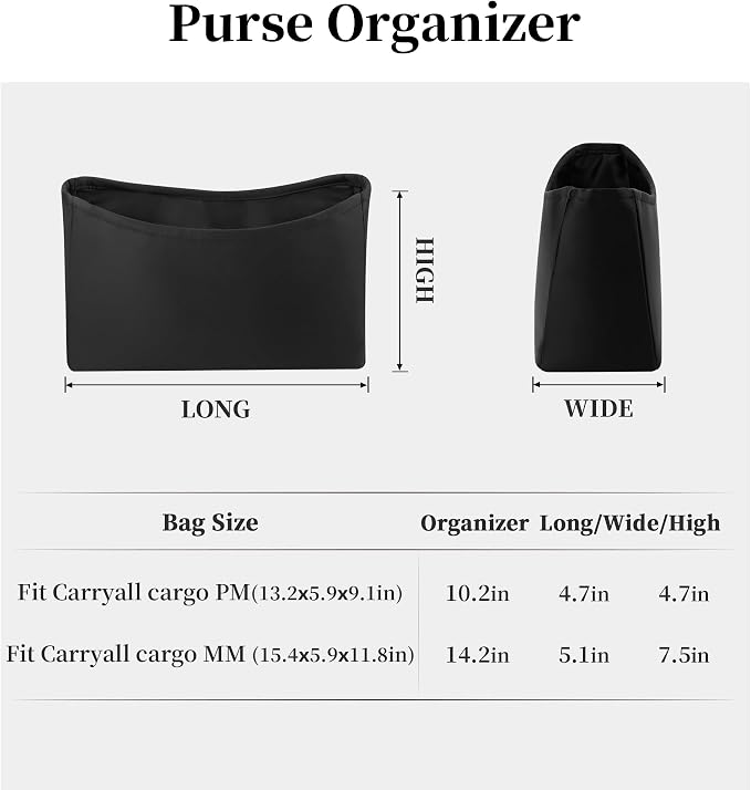 Purse Organizer for LV CarryAll Cargo Vibe MM, Black | Tailored Fit, Multiple Pockets, Lightweight Satin, Purse Essentials, Ideal for Travel, Shopping, and Daily Use - Image 6