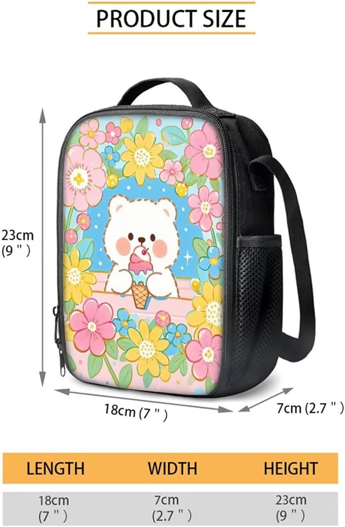 Forchrinse Bear Backpack with Lunch Box Cute School Backpacks for Girls 8-7 10-12 and Lunchbox 17 Inch Large Capacity Primary School Bag Lunch Bag Pencil Case, 3-in-1 - Image 4