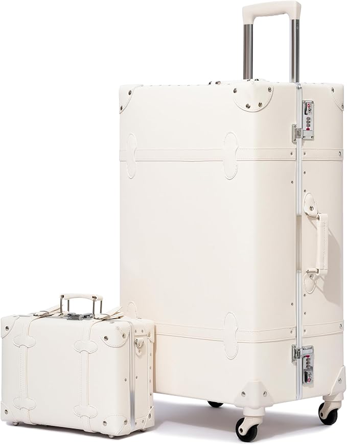 urecity Vintage Suitcase Set for Women, Vintage Luggage Sets for Women 2 Piece, Cute Designer Trunk Luggage, Retro Suit Case, Luggage Zipperless TSA Approved by urecity