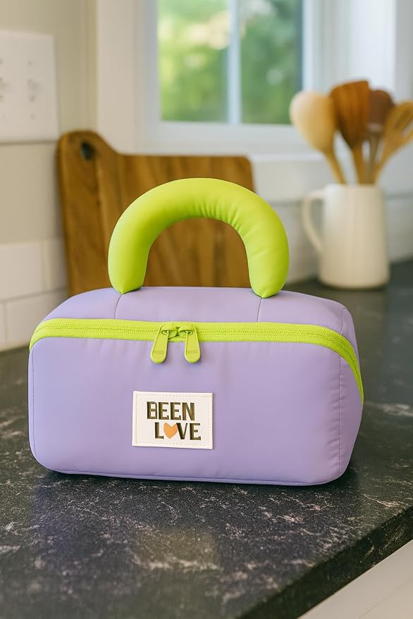 Travel Makeup Bag for Women | Portable Cosmetic Organizer with Handle & Zipper | Waterproof Toiletry Pouch for Makeup Brushes, Skincare & Accessories, Purple, Cross Open Bag - Image 5