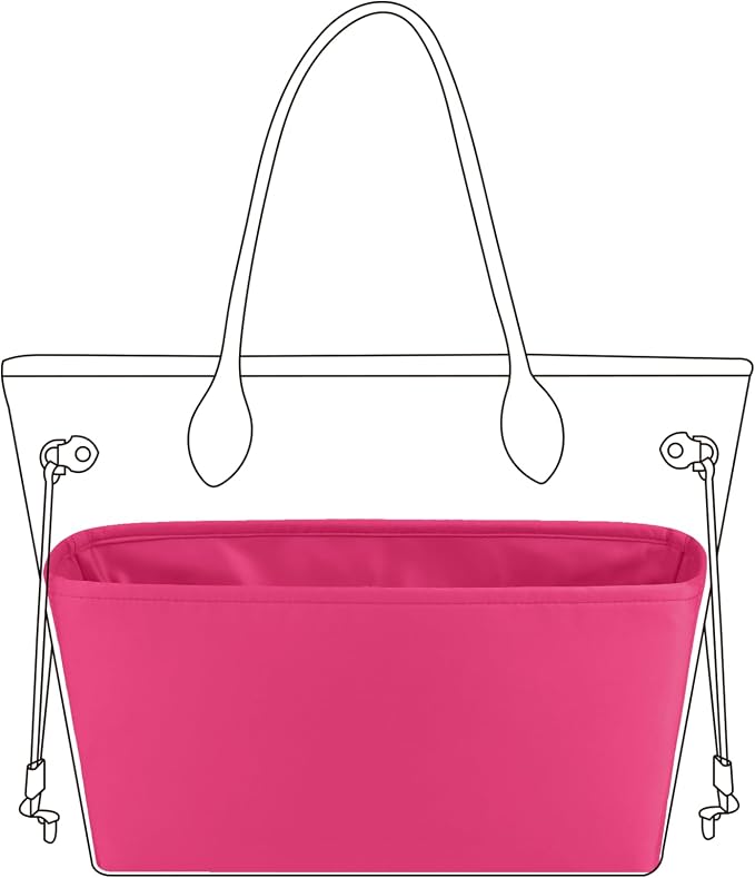 DGAZ Purse Organizer Insert Fits Neverfull-Mini/PM/MM/GM Bags，Silk Bag Organizer，Luxury Handbag & Tote Shaper（PM, Peach Pink） by DGAZ