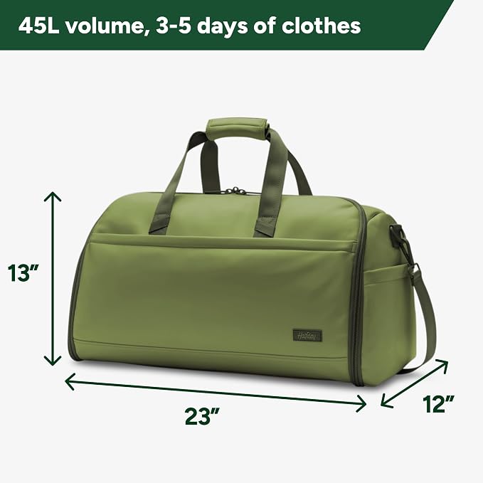 Halfday Convertible 2-in-1 Vegan Leather Premium Garment Duffel Weekender Bag 45L (Carry-on, Wrinkle-Free Travel, Hanging Suit Compartment, Shoe Pockets, Trolley Sleeve), Leaf - Image 6