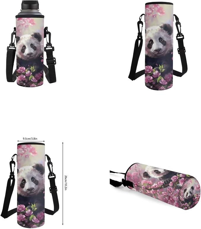 Cherry Blossom Panda Backpack for Girls Kids Backpack with Lunch Box Water Bottle Carrier and Aesthetic Pencil Case 4PCS Set Bookbag with Front Pocket for School 17 inch Large School Bag - Image 6