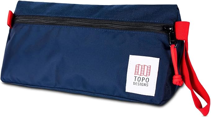Topo Designs Dopp Kit - Travel Bag for Personal Care Essentials, Self Standing Triangular Shape, Fully Lined for Easy Cleaning, Recycled Nylon (Navy) by TopoDesigns