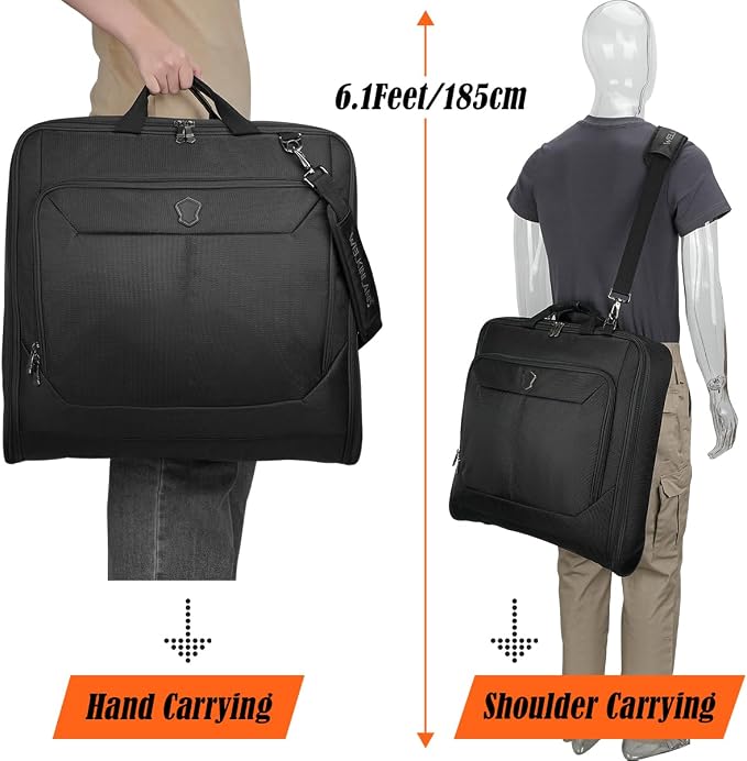 WELKINLAND 3-Suits Garment Bags for Travel W/ 4-Pack Compression Packing Cubes, 30L-Large Carry On Garment Bag for Travel, 15-Pockets Suit Holder Travel Bag, Wrinkle-Free Suit Garment Bag for Men - Image 7