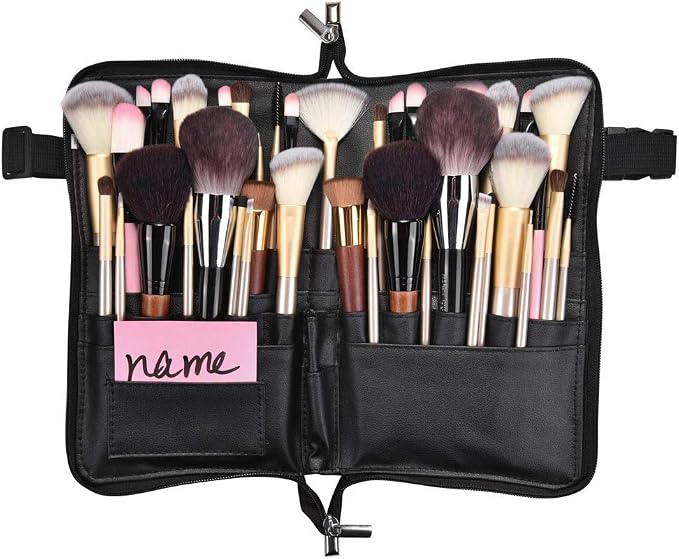 BYOOTIQUE Multi Makeup Brush Holder Waist Zipper Bag with Belt Strap MUA | Waterproof,Travel Cosmetic Multi Pockets Bag,Portable Waist Pouch,Hair Salon Scissor Storage,Hairstylist by BYOOTIQUE