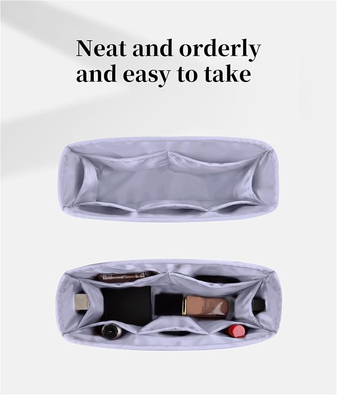 Organizer for Purse Bags, Tote HandBags Organizer with Silky Satin Compatible with Chanel 19 Jumbo, Lightweight Inner Bag for Luxury Bags (Lavender, Jumbo30) - Image 2