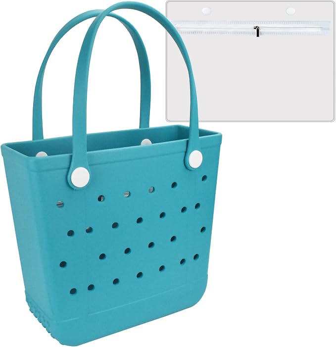 Rubber Beach Bag for Women, Waterproof Travel Tote Bags for Beach | Waterproof Sand-proof Tote Bags with Zipper Pocket, Durable Lightweigh Tote Bag for Outdoor by Unknown