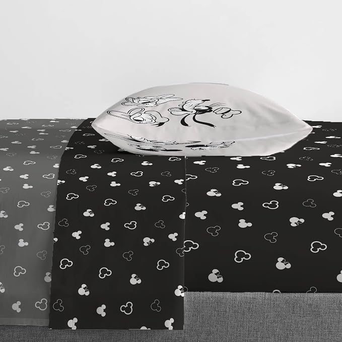 Jay Franco Kids Sheet Set with Fitted, Flat Sheets & Pillow Cover - Ultra-Soft Bedding with Pillowcase for Room Decor, Black - Mickey and Friends, 3 Piece Twin - Image 6