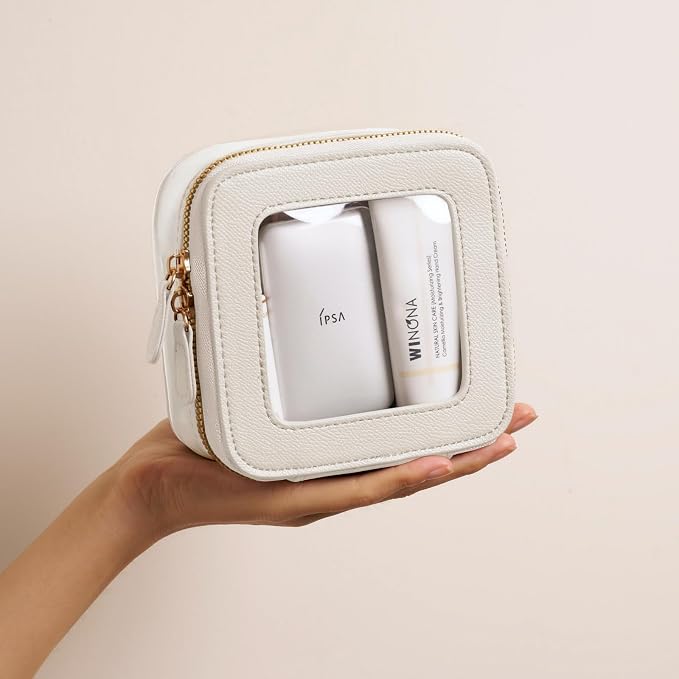 Clear Cosmetic Bag Set for Women Makeup Bag with Handle, 3 Pcs Travel Toiletry Bag Transparent Cosmetic Case Portable Make Up Organizer Bag for Essentials (White, Mini+S+L) - Image 7