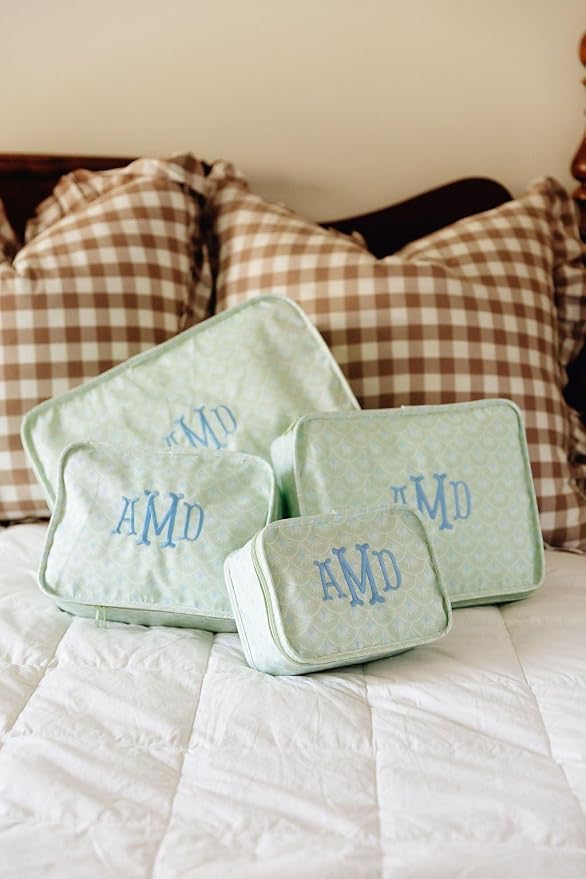 Personalized Packing Cube Set – Monogram Travel Organizer for Suitcase, Floral Polyester Luggage Cubes, Set of 3, Set of 4 or XL, Graduation or Mother’s Day Gift (Palm, Set of 3) - Image 2