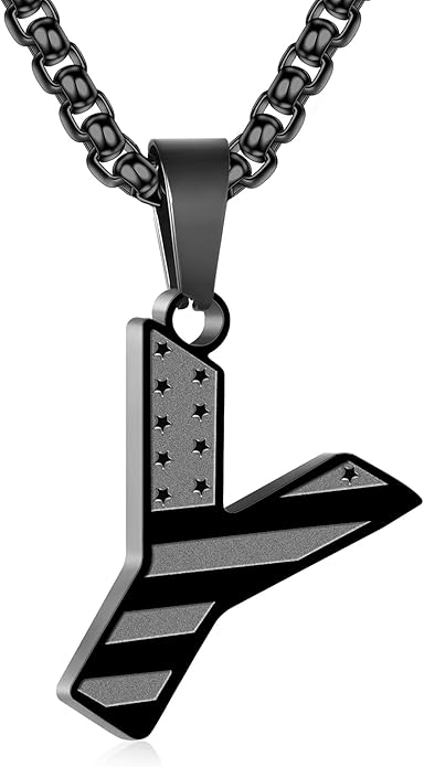 Zocomi Stocking Stuffers Christmas Gift - Initial Necklace Gifts for Men Boys, Stainless Steel American Flag Pendant Jewelry, Christmas Gifts Ideas for Kids Teen Boys