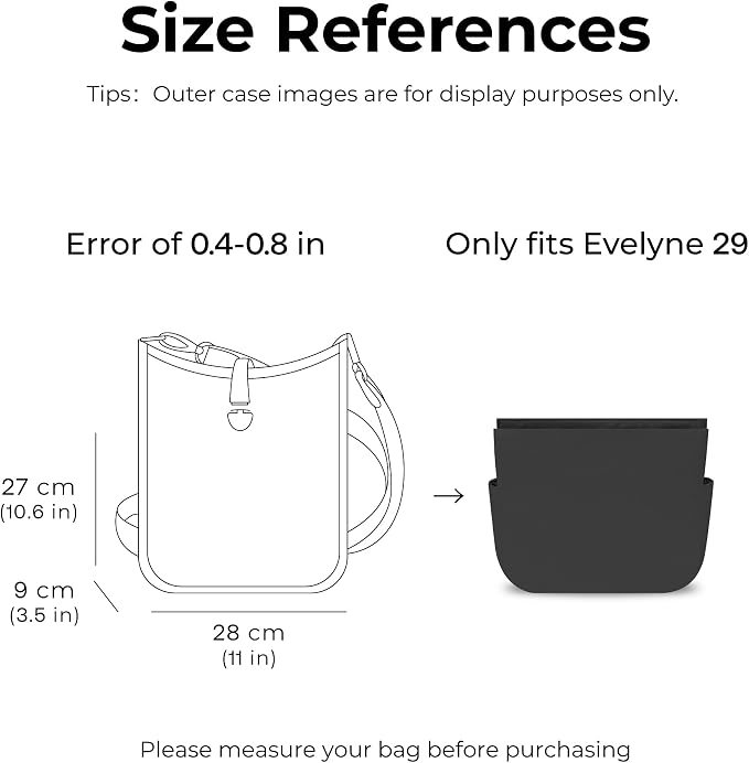 Tote Bag Organizer Insert for HERMES Evelyne29, Custom Fit Inside Premium Matte Black Lightweight WaterResistant Purse Insert - Image 2