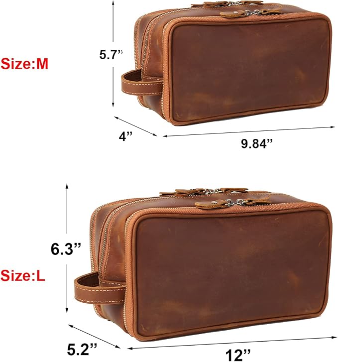 Personalized Leather Toiletry Bag for Men Travel Shaving Dopp Kit-Large Cosmetic Bags Toiletries Bathroom Organizer - Image 6