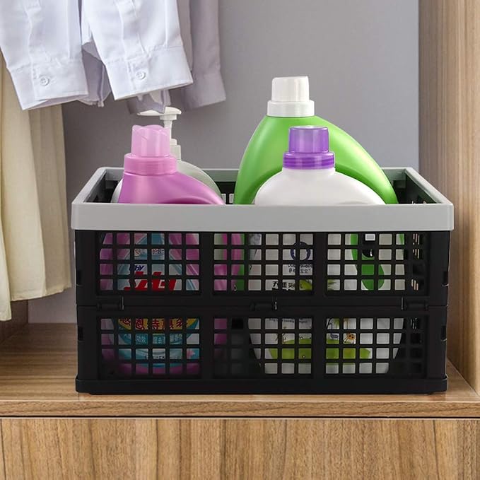 34-Liter Collapsible Storage Crates/Stackable Storage Container Basket, Set of 4 - Image 3