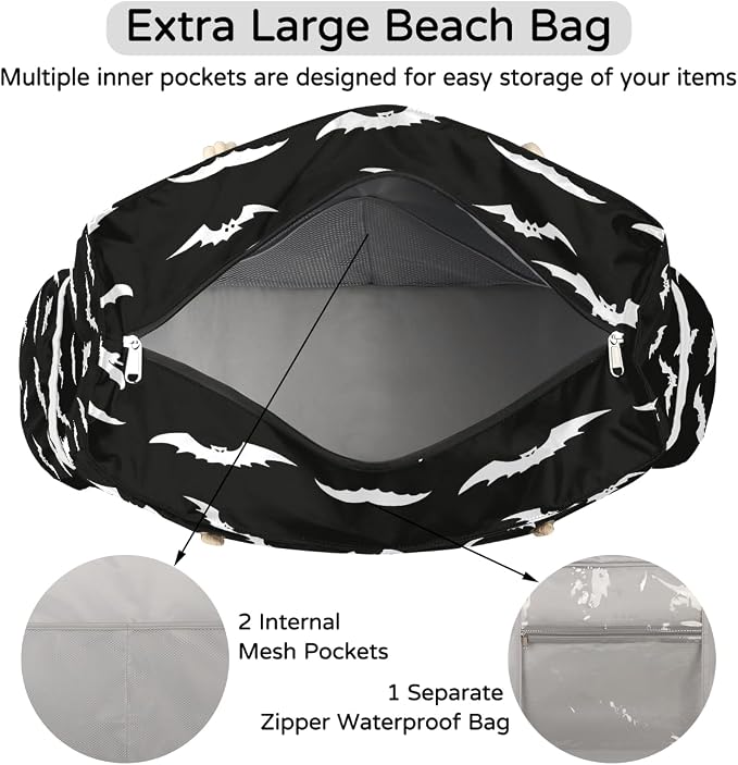 Large Beach Bag with Zipper Beach Bags for Women Water Resistant Swim Pool Bag - Image 7