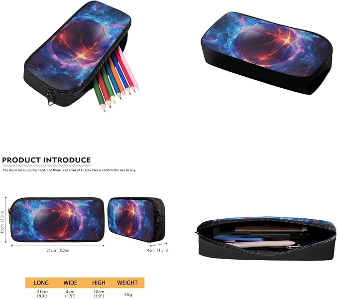 Fire Basketball Backpack for School Boys Backpack with Lunch Box Water Bottle Carrier with Strap and Soft Pencil Case 4PCS Set Bookbag with Front Pocket 17 inch Sturdy School Bag for Kids - Image 5