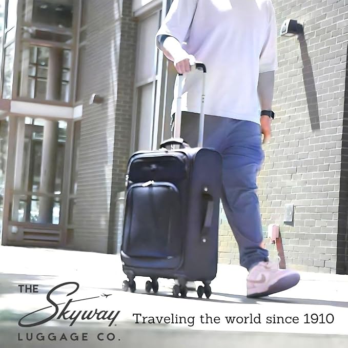Skyway Epic Softside Carry-On Luggage - Lightweight Suitcase with Wheels for Travel | TSA Approved Carry-On Bag | Spinner Suitcase | Carry-On Luggage with Telescoping Handle, 20 inch, Plum - Image 9