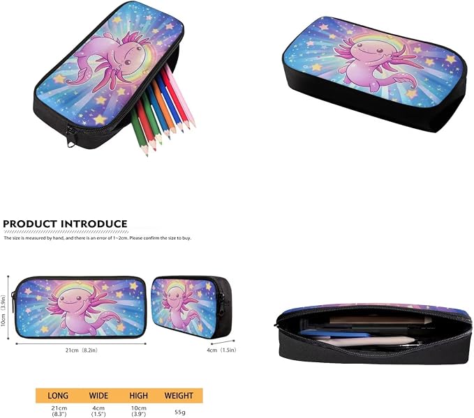 Galaxy Axolotl Backpack for Girls Kids Backpack with Lunch Box Water Bottle Holder and Cute Pencil Case 4PCS Bookbag with Front Pocket for School 17 inch Lightweight Elementary School Bag - Image 5