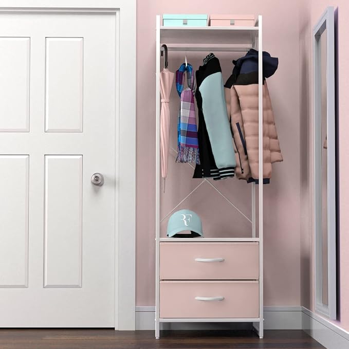 Sorbus Premium Cothing Rack with Drawers - Heavy Duty Wardrobe Closet with Metal Frame & Wooden Top - 70Inch Tall Garment Rack- Lightweight Freestanding Coat Closet - Multipurpose for Hallway, Bedroom - Image 5