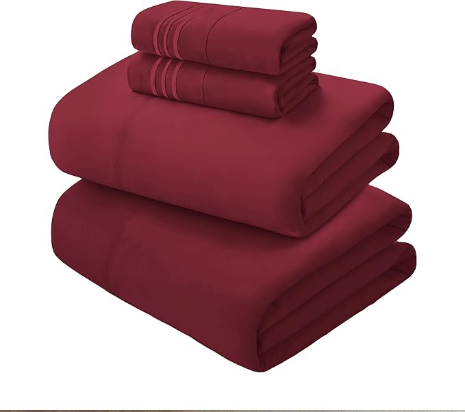 Mocassi 4-Piece Extra Deep Pocket 16-24 Inch Air Mattress Bed Sheet Set- 4PC Sheet Set with Smart Pockets Ideal for Air Beds, RVs, Camping and Guest Rooms Premium Hotel Quality, Cal King, Burgundy - Image 5
