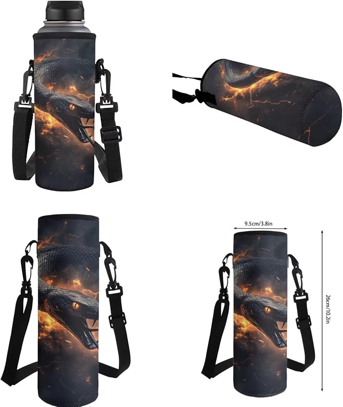 Elementary Boys Backpack with Lunch Box Flame Python Snake Bookbags for 5th Grade Kids with Large Capacity 17 Inch Backpack for Boys Portable Pencil Case Bottle Sleeve for Back to School - Image 6