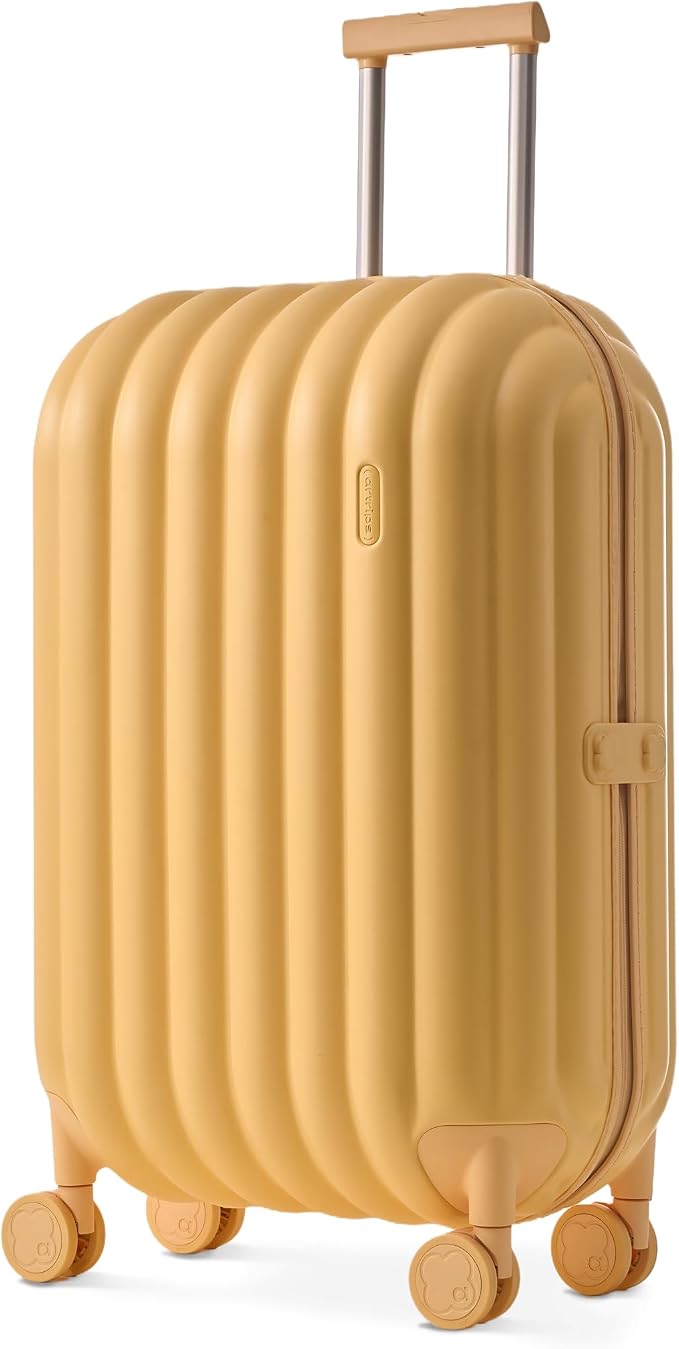 artrips Checked Luggage 24 Inch, Lightweight Hard Shell Suitcase with Spinner Wheels, Medium Travel Suitcase for 4–7 Day Trips, Yellow by artrips