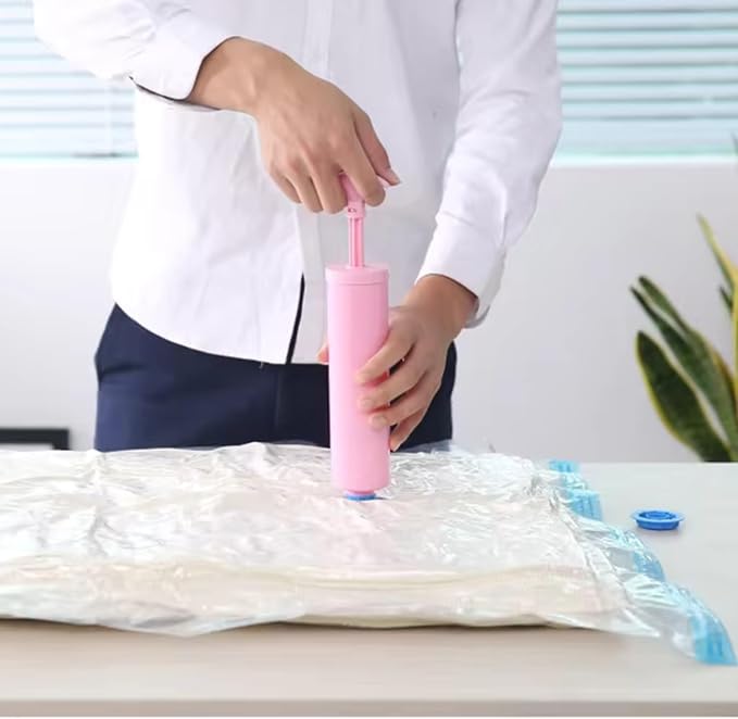 Vacuum Bags for Clothes, Storage Space Saver Bags for Traveling Small for Travel, Compression with Hand Pump - Image 2