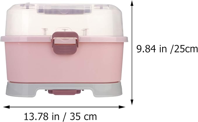 NUOBESTY Baby Bottle Storage Box with Cover Portable Milk Bottle Case and Drying Rack for Home and Travel 13.8 X 9.8 X 9.8 Inches Organizer for Baby Supplies - Image 2