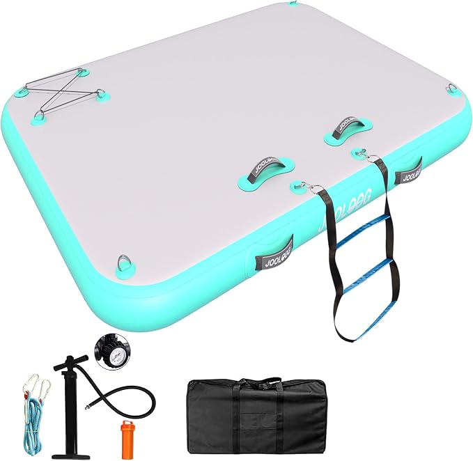 Inflatable Floating Dock Mat,6 inches Thick Inflatable Stable Platform Raft with Storage Bag None-Slip Surface for Lake Beach Pool by JOOLOOG