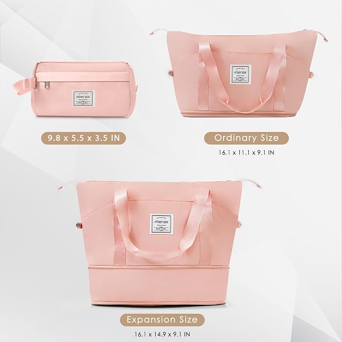 Hardshell Luggage Sets, Lightweight Stripes Suitcases with Spinner Wheels, Pink 6pcs - Image 7