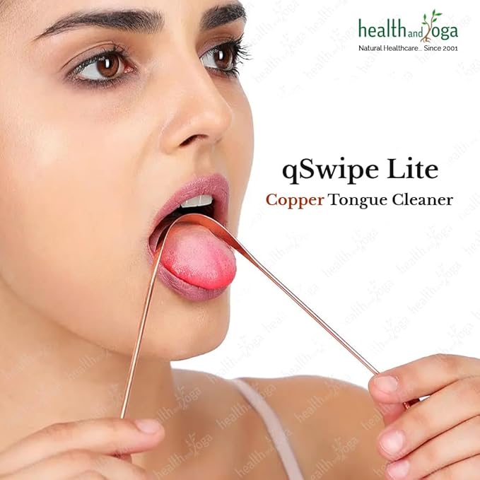 HealthAndYoga™ qSwipe Lite Copper Tongue Cleaners (Pack of 12) – Prevents Bad breath, Improves taste- Flexible, Curved ends provide good grip – Complete Oral Care/Hygiene for Travel/Office/Home