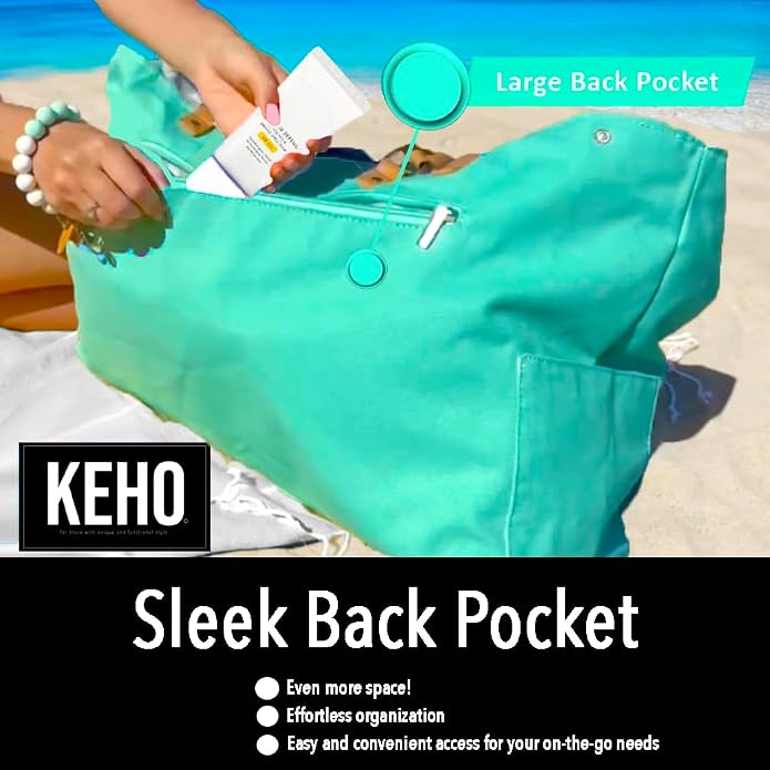 Keho Waterproof Beach Bag with Pockets For Women (Sandproof) - Image 6