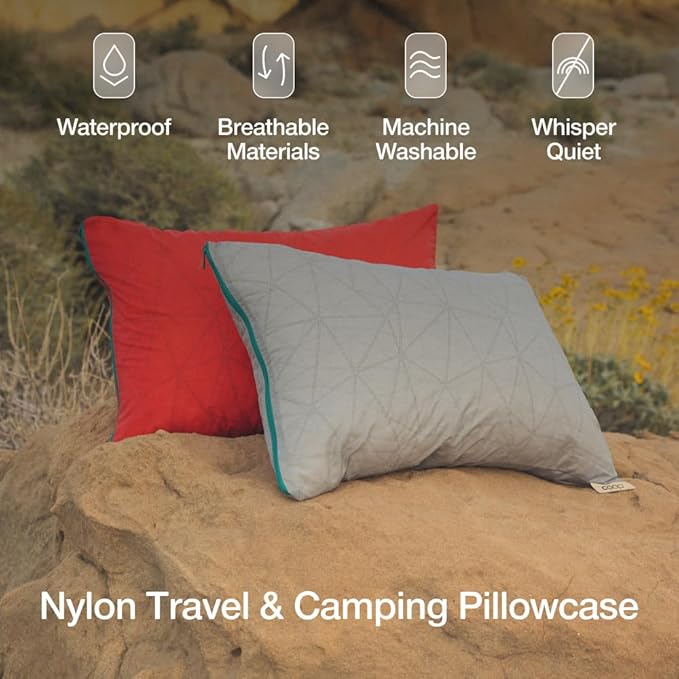 Coop Home Goods Original Adjustable Travel Pillow and Waterproof Pillow Protector Red Bundle with Compressible Stuff Sack, Medium-Firm Memory Foam and Washable Cover, CertiPUR-US Certified (19x13) - Image 4