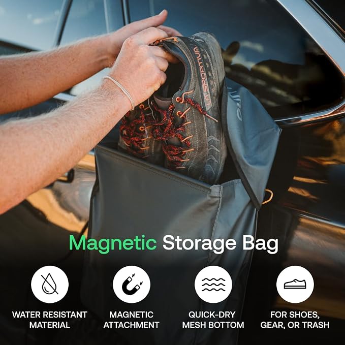 LUNO Magnetic Gear and Shoe Storage Bag - Water resistant, Magnetic Attachment, Quick-Dry Mesh Bottom | Quick and Easy Install | Great for Shoes, Gear, or Trash While Camping - Image 3