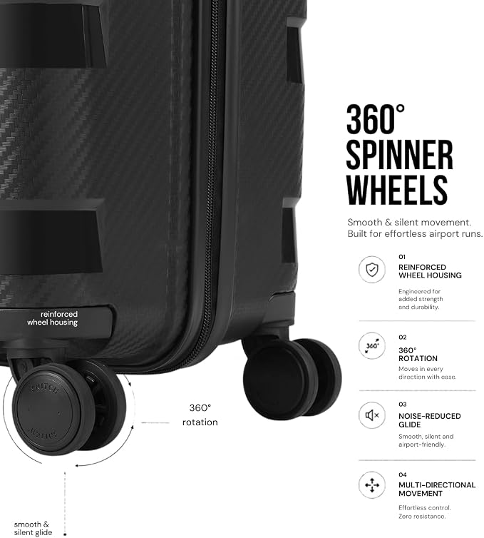 SNITCH Hard Plastic Polypropylene Travel Suitcase Small Luggage with 8 Wheels Premium Lock Wet Dry Bag and Shoe Bag Black, black, 2Pc Set, Feather-light & robust built: High-strength - Image 5