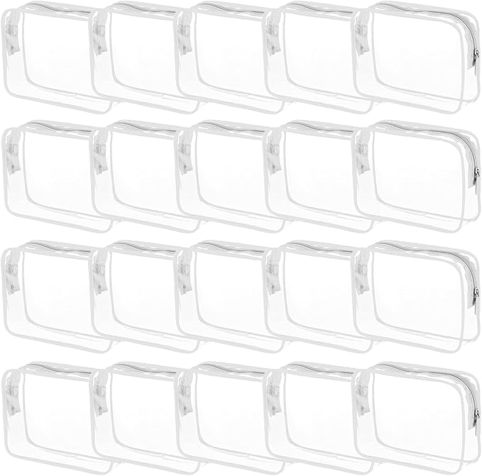 Tergy 20 Pack Clear Cosmetics Bags for Women Men Waterproof Toiletry Bags PVC Makeup Bags Organizer Case with Zipper for Travel Bathroom (20 White(Length 9.8 inch, height 7.1 inch, width 2.36 inch)) by Tergy