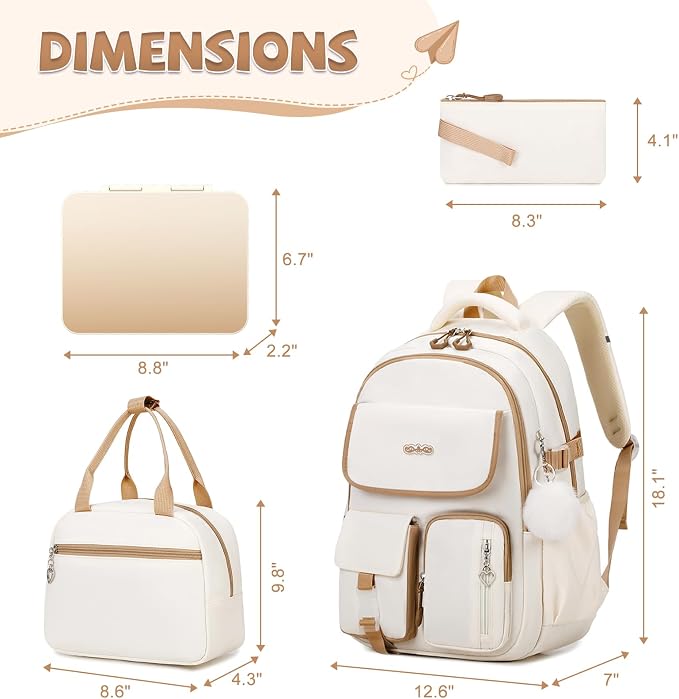 DIGOBAY Backpacks for Girls, 6PCS School Backpack with 43OZ Bento Box Lunch Bag Pencil Pouch for Teen Girls Kids Elementary Primary Middle High College Travel School bag Bookbag Set - Image 2