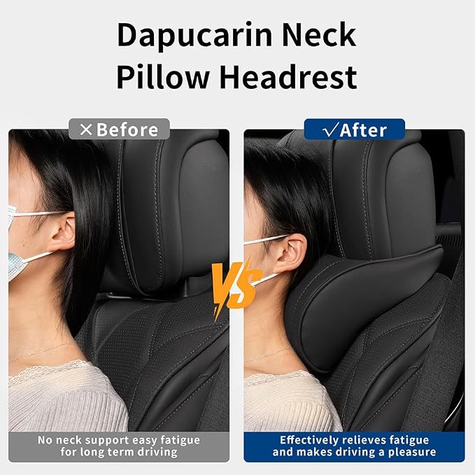Car Headrest Memory Foam Neck Pillow for Driving Black, 2 Packs | Soft Comfortable Leather Seat Head Rest Pillow Headrest Travel Neck Support Cushion for Most Cars SUV Home Office Chair - Image 8