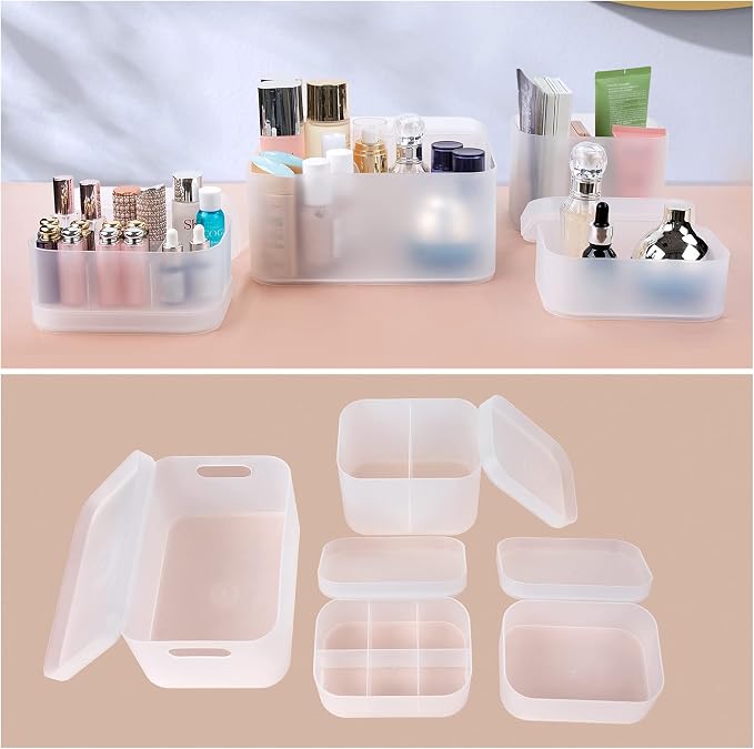 OCHEAL Makeup Organizer Case,Stackable Clear Makeup Organizer Holder, Multi-size Makeup Case Vanity Storage Holder Set for Makeup, Jewelry, toiletries,Makeup Artist Must Have - Image 4