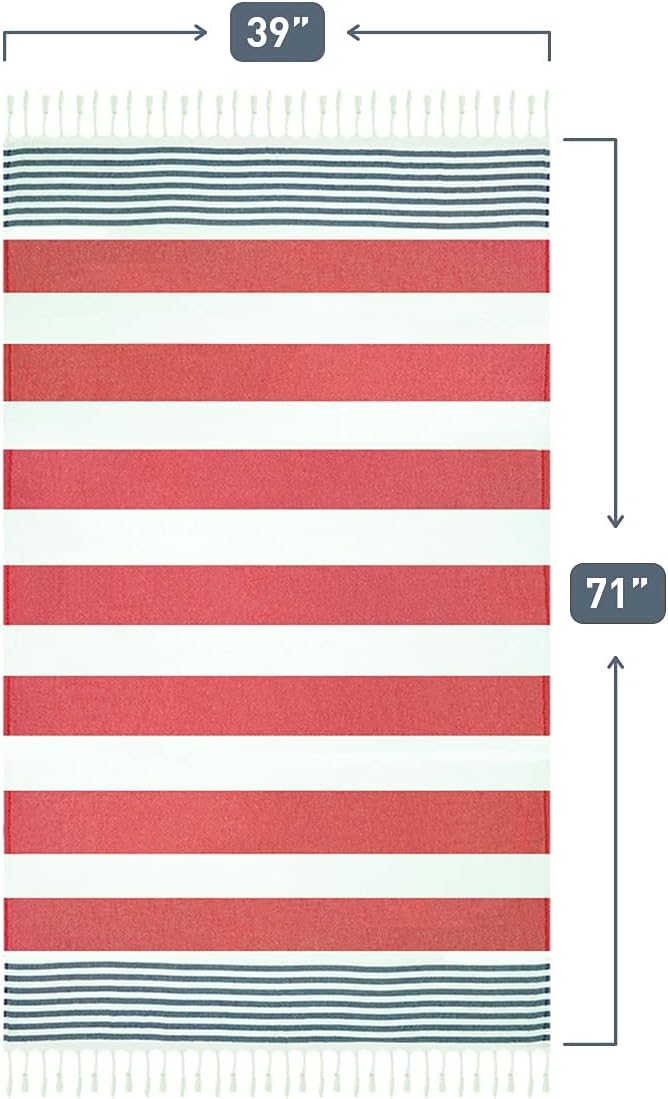 HAVLULAND Turkish Beach Towels, Oversized 40"x72" Turkish Bath Towel, Highly Absorbent Quick Dry Sand Free Beach Towels for Beach Pool Spa Gym Yoga Travel Camping Picnic Blanket - Red/Blue - Image 9