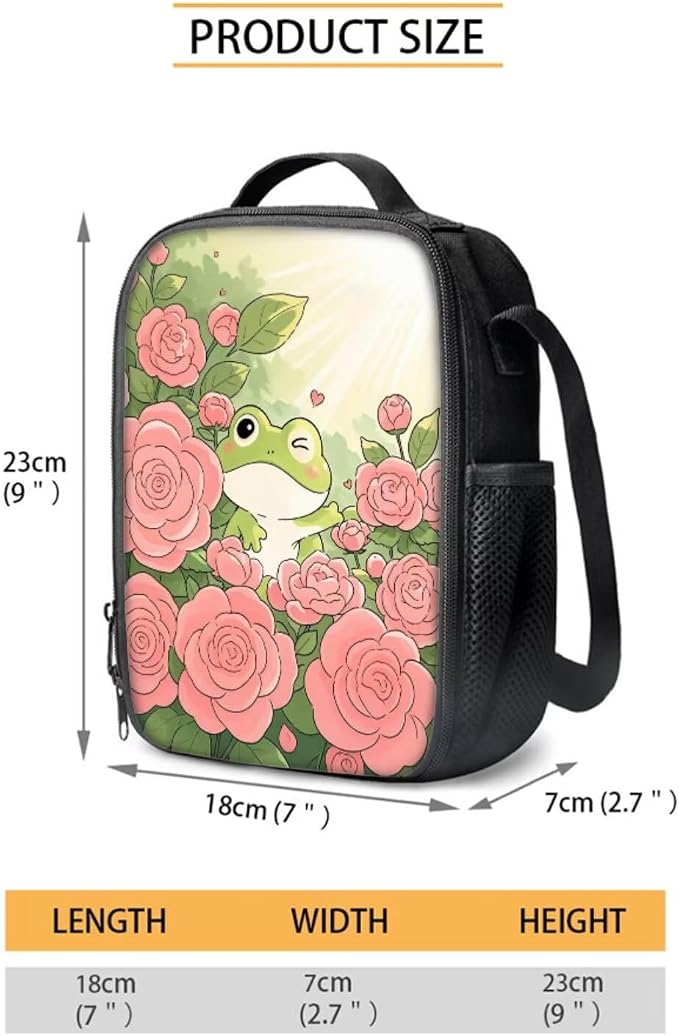 Forchrinse Frog Rose Backpack for Girls 6-8 8-10 Cute Kids Backpack with Lunch Box Pencil Case 3 in 1 Bookbag for Kindergarten Elementary Primary Schoolbag - Image 4