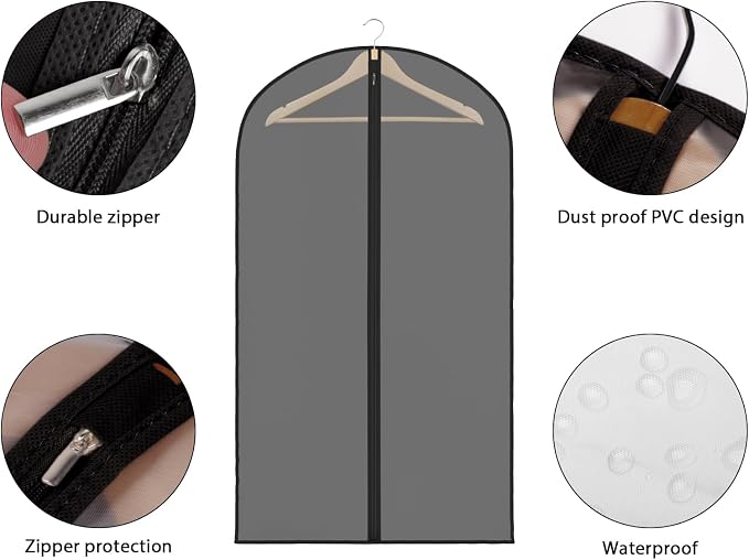 Zilink Clear Garment Bag Dress Bags for Storage Suit Bag Coat Bags with Full Length Zipper for Clothes Closet Storage - Image 3