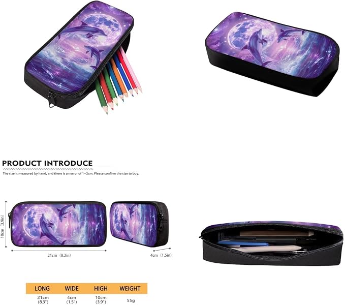 Purple Dolphin Girls School Backpacks with Lunch Box and Pencil Preschool Kindergarten Elementary School Bookbag Case Lightweight Casual Daypack for Beach Travel Camping - Image 5