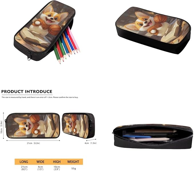 Cute Corgi Backpack for Kids Boys Backpack with Lunch Box Water Bottle Holder and Soft Pencil Case 4PCS Set Bookbag with Front Pocket for School 17 inch Lightweight Elementary School Bag - Image 5